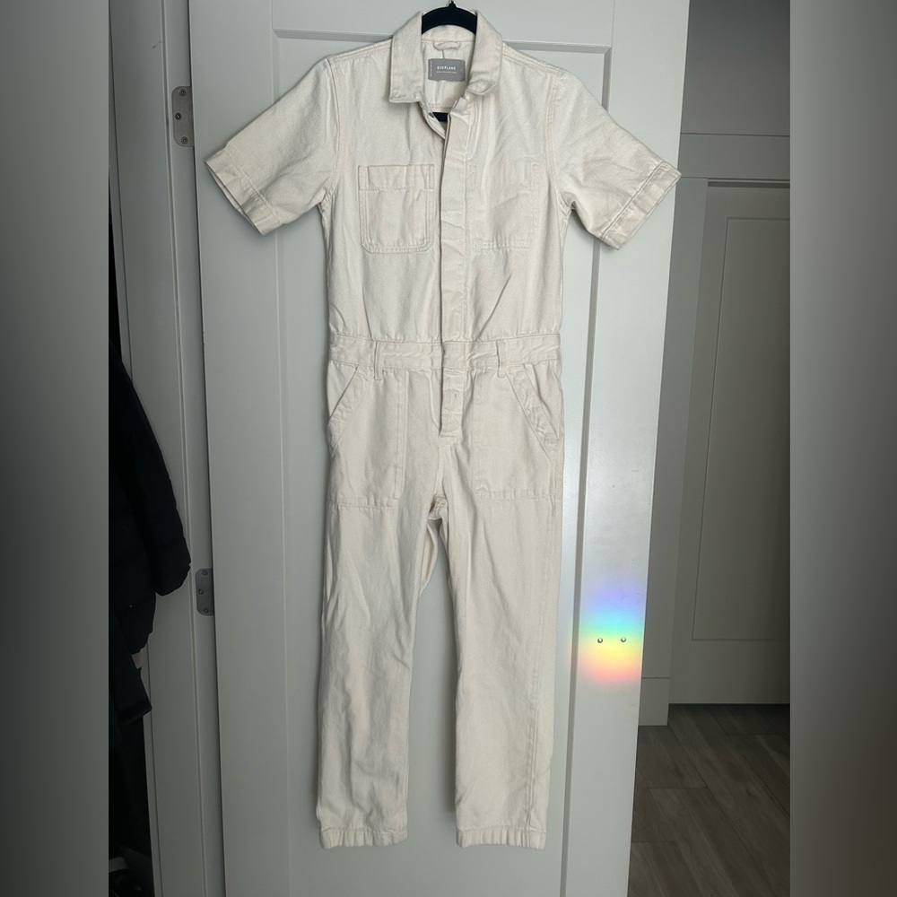 Everlane Super Soft Jean Coverall in Cream, Size 0 - Picture 5 of 7